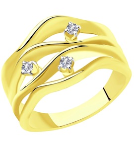 Кольцо из желтого золота с бриллиантами 1011888-2