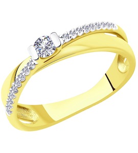 Кольцо из желтого золота с бриллиантами 1011992-2