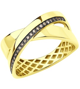 Кольцо из желтого золота с бриллиантами 1012056