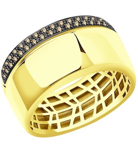 Кольцо из желтого золота с бриллиантами 1012057