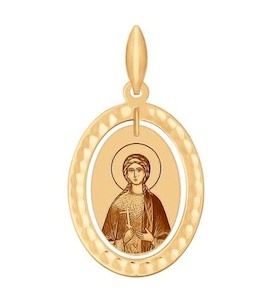 Иконка из золота с алмазной гранью и лазерной обработкой 102140