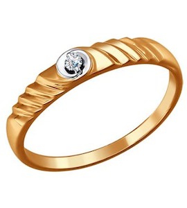 Обручальное кольцо c бриллиантом 1110092