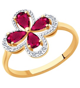 Кольцо из золота с бриллиантами и рубинами 4010640
