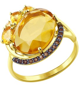 Кольцо из желтого золота с полудрагоценными вставками 51714159