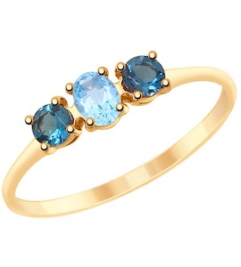 Кольцо из золота с голубым и синими топазами 8-710030