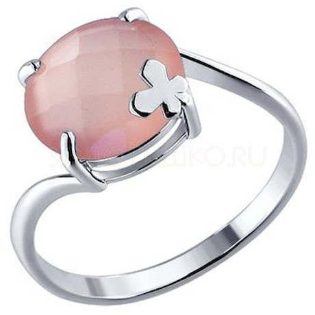 Серебряное кольцо с розовым агатом 92010663