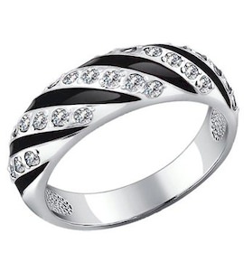 Кольцо из серебра с эмалью с фианитами 94010396