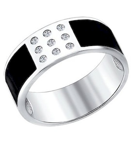 Кольцо из серебра с эмалью с фианитами 94010441