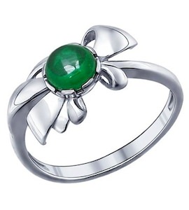Кольцо из серебра с зелёным фианитом 94010545