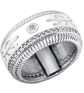 Кольцо из серебра с эмалью с фианитами 94010992