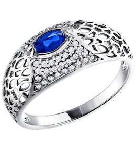 Кольцо из серебра с синим фианитом 94011098
