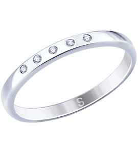 Классическое серебряное кольцо с фианитами 94012717