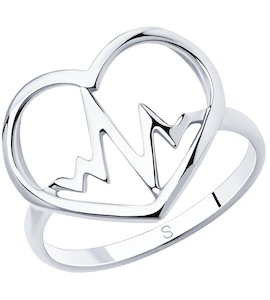 Кольцо из серебра в форме сердца 94013089
