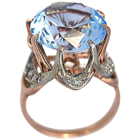 Золотое кольцо с топазом и бриллиантом (n) 1_00175