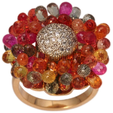 Золотое кольцо с сапфиром и бриллиантом (n) 1_00180