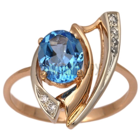 Золотое кольцо с топазом и бриллиантами 1_00439