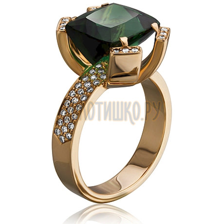 Золотое кольцо с турмалином и бриллиантами 1_00487