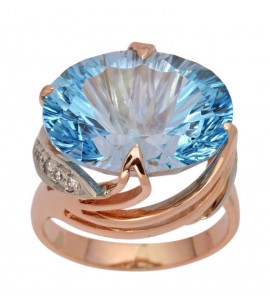 Золотое кольцо с топазом и бриллиантом (n)