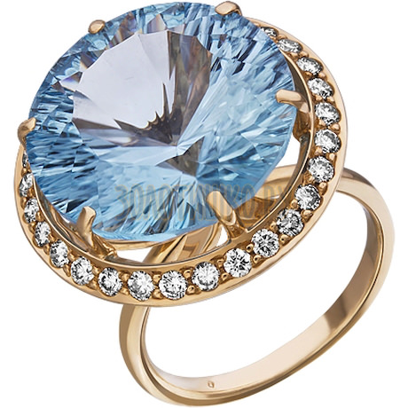 Золотое кольцо с топазом и бриллиантами 1_00684