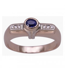 Золотое мужское кольцо с сапфиром и бриллиантами