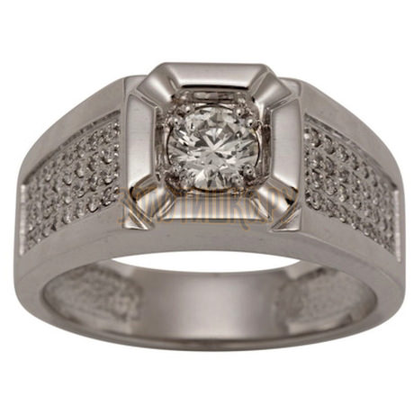 Мужское кольцо из белого золота с бриллиантами 1_00908