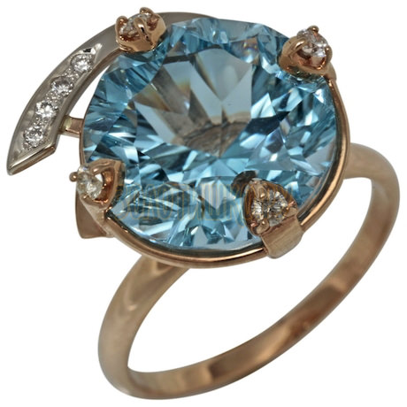 Золотое кольцо с топазом и бриллиантами 1_00923