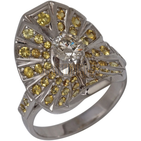 Кольцо из белого золота с бриллиантом и сапфиром 1_00979