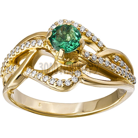 Золотое кольцо с изумрудом и бриллиантами 1_01013