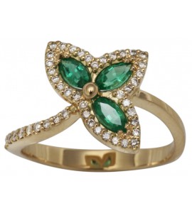 Золотое кольцо с изумрудом и бриллиантами