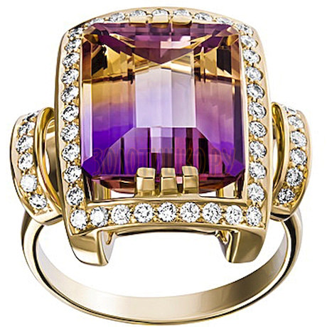 Золотое кольцо с аметрином и бриллиантами 1_01113