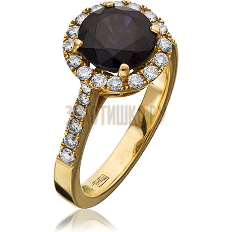 Золотое кольцо с сапфиром и бриллиантами 1_01168