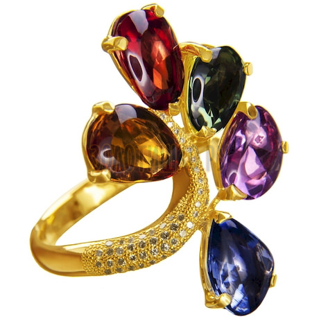 Золотое кольцо с сапфиром и бриллиантами 1_01709