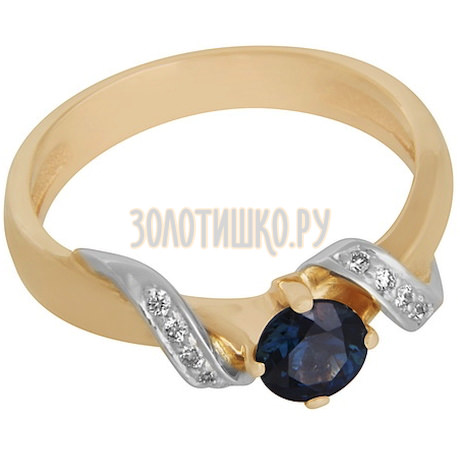 Золотое кольцо с сапфиром и бриллиантами 1_01817
