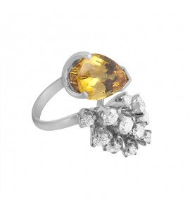 Кольцо из белого золота с сапфиром и бриллиантами