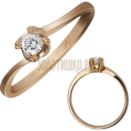 Золотое кольцо с бриллиантом 1_02032