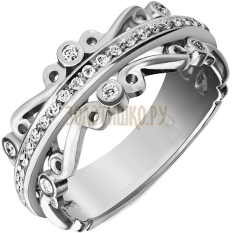 Обручальное кольцо из белого золота с бриллиантами 1_02034