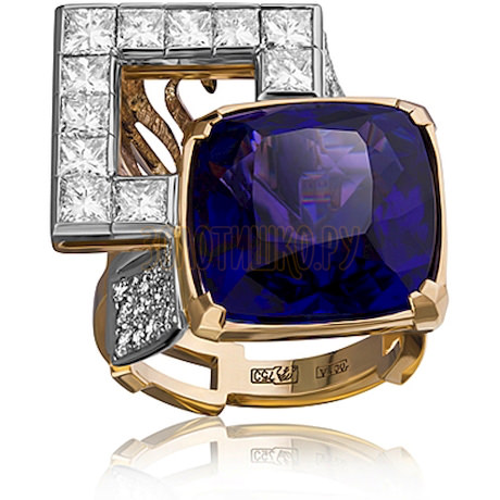 Золотое кольцо с танзанитом и бриллиантами 1_02424