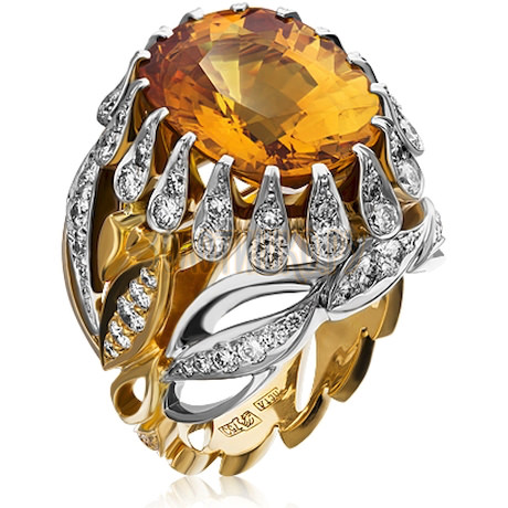 Золотое кольцо с сапфиром и бриллиантами 1_02495