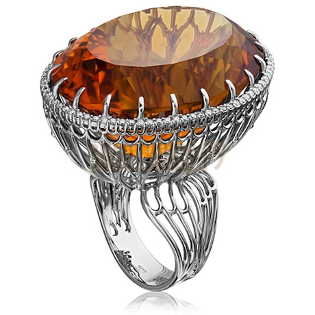Золотое кольцо с аметистом и бриллиантами 1_02533