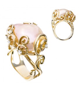 Кольцо из белого золота с опалом и бриллиантами