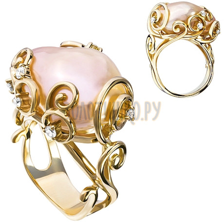 Кольцо из белого золота с опалом и бриллиантами 1_05013